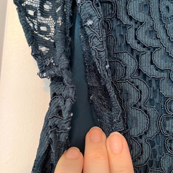 Loft Teal Lace Flutter Dress - Picture 4 of 4